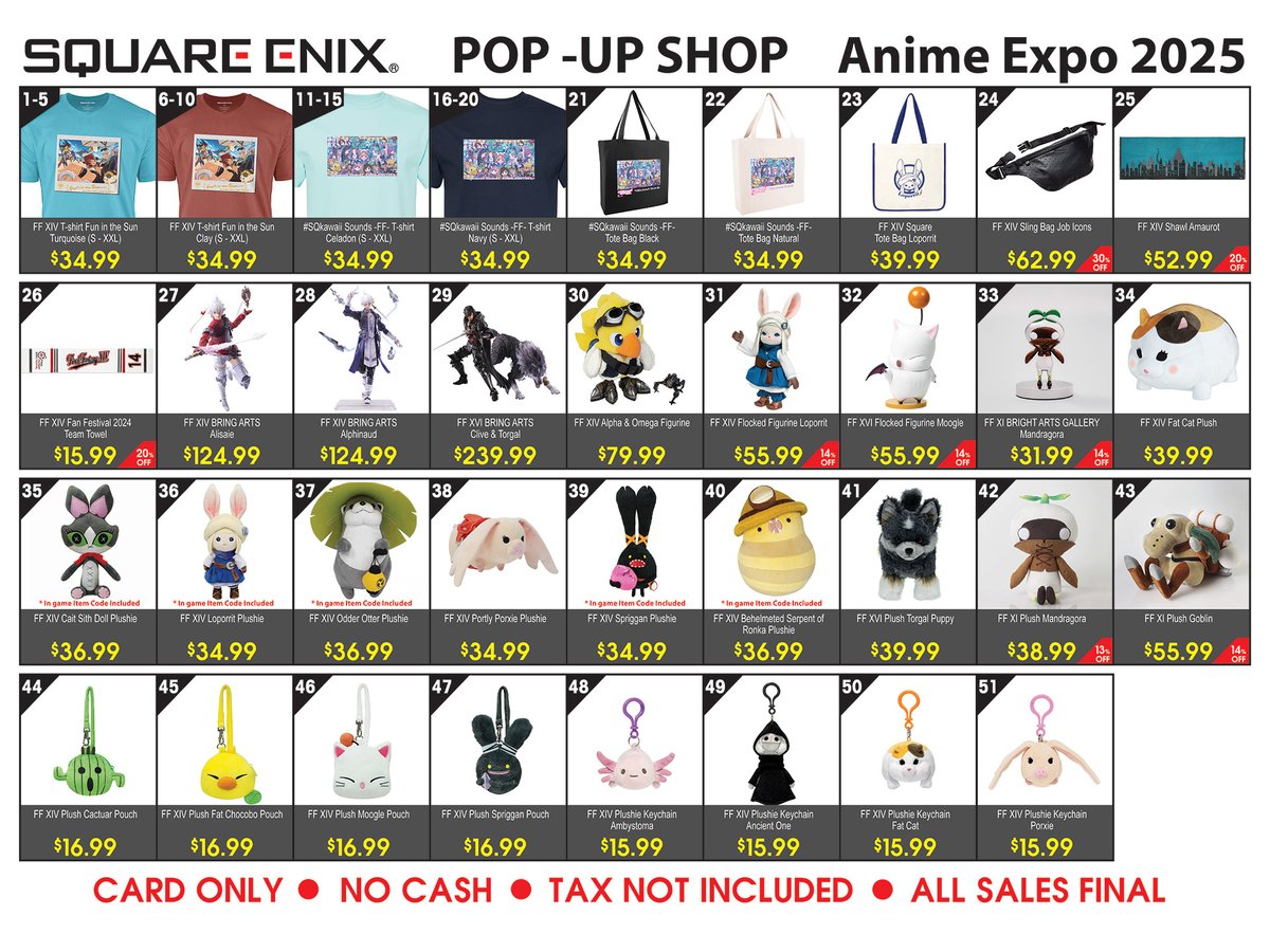 SQEX_MD_NA's tweet image. Heading to #AnimeExpo this week? Be sure to visit the Square Enix booth SH-3314 to explore and shop the exciting lineup of merch featured below!
Which item is at the top of your must-have list?