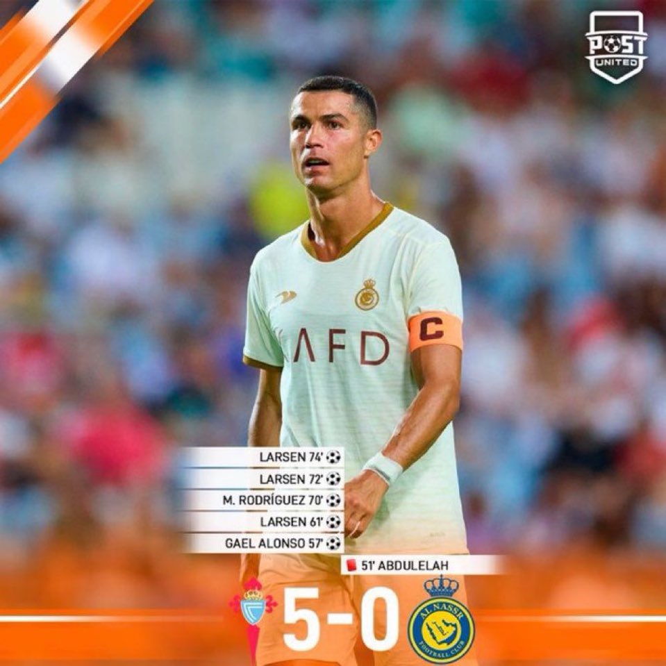 Joshua__Ubeku's tweet photo. Remember when Celta Vigo pasted Al Nassr 5-0? 😂 https://t.co/Q2PLkZFsen