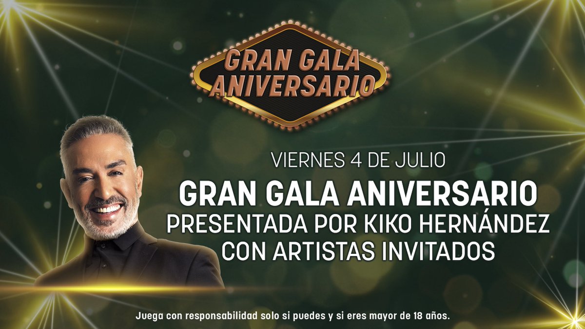 🚨¡YA ES OFICIAL!🚨 Este viernes 4 de julio ven a vivir la 𝐆𝐑𝐀𝐍 𝐆𝐀𝐋𝐀 𝐃𝐄𝐋 𝟐𝟖 𝐀𝐍𝐈𝐕𝐄𝐑𝐒𝐀𝐑𝐈𝐎 de @bingolasvegas.

😍🎤¡Presentada por @kikohernandeztv con muchas sorpresas! 

⏰A partir de las 22:00h. ¡No te lo puedes perder! 

#YoSoyDeLasVegas #28Aniversario