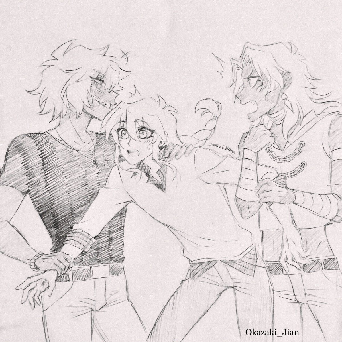 Interrupting the angst with Gravityshipping~ 🤭
 
#BakuraRyou #MarikIshtar #ThiefKingBakura #Gravityshipping  #獏良了 #マリク #盗賊王