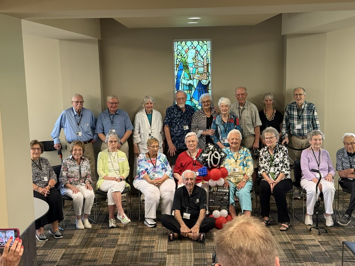 I took my mom to Omaha today for her 70th class reunion 😲. Quite a few with a cane or a walker but they were there 😊 St Cecilia High School.