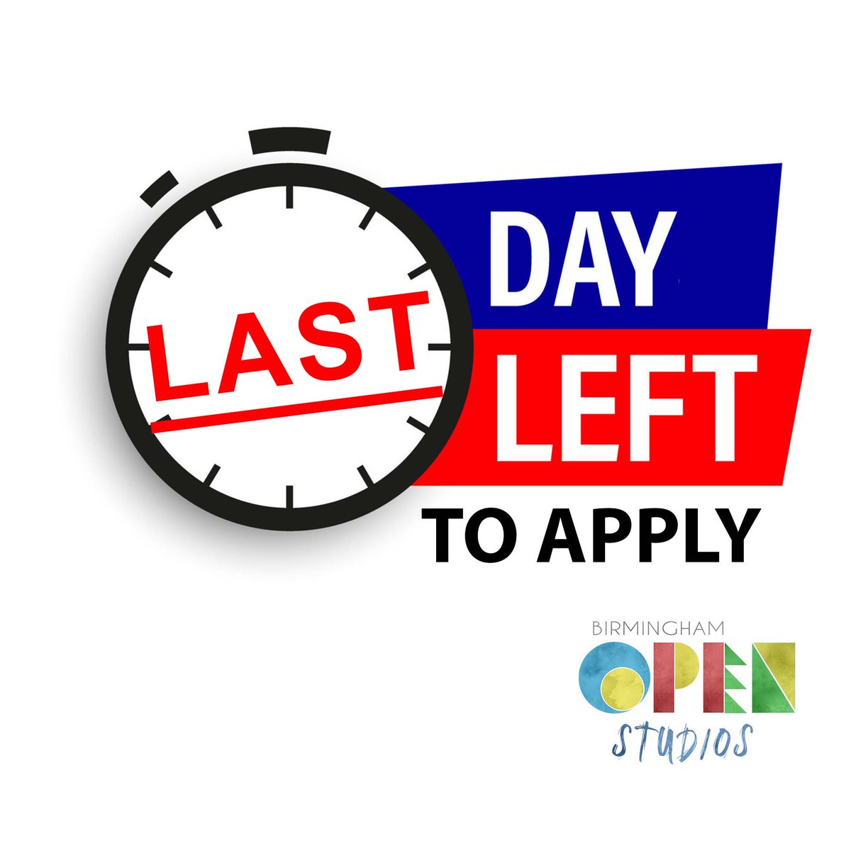 This (really) is it. 

The last chance to get your application in to participate in this year's Birmingham Open Studios event is midnight 30th June. 

140 artists have now completed their applications, and there is still just enough time to join them.

birminghamopenstudios.co.uk