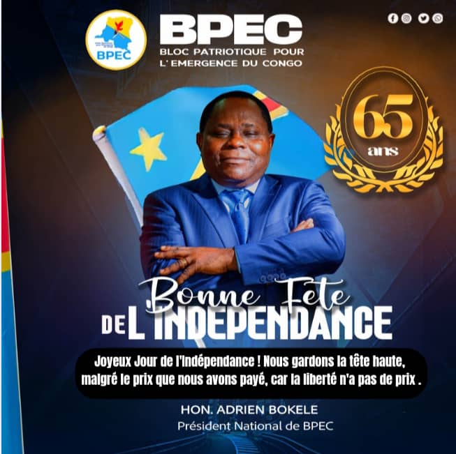 bulembo_andre's tweet photo. Joyeux Jour de l'Indépendance ! Nous gardons la tête haute, malgré le prix que nous avons payé, car la liberté n'a pas de prix . Souvenons-nous de tous les héros du passé qui ont combattu pour notre liberté et notre unité. 

*"Hon.Adrien BOKELE"*
Président National de BPEC https://t.co/AluhGqMutD