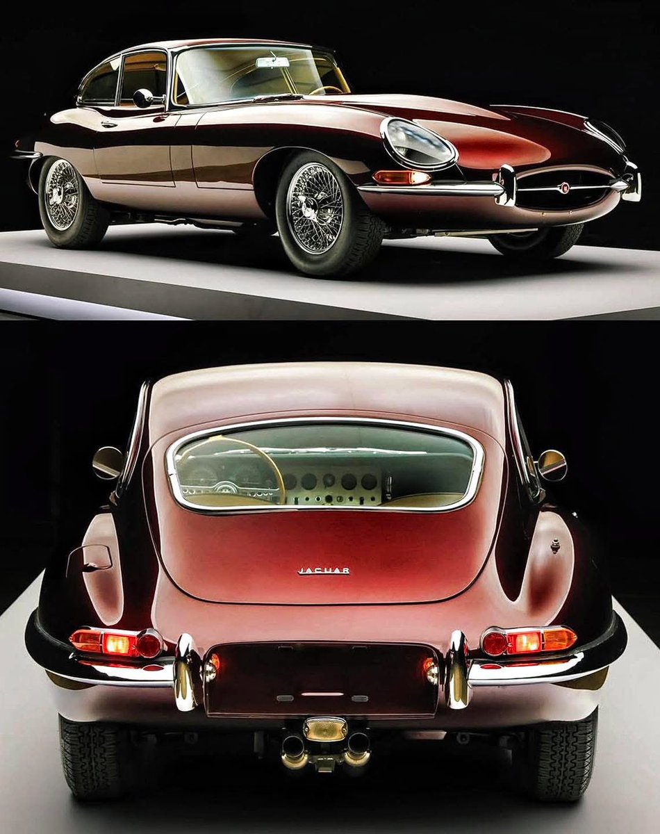JagmansM's tweet photo. This Jaguar E-Type Series 1 Fixed Head Coupe glows in deep burgundy. https://t.co/pLzS8Fe7P4
