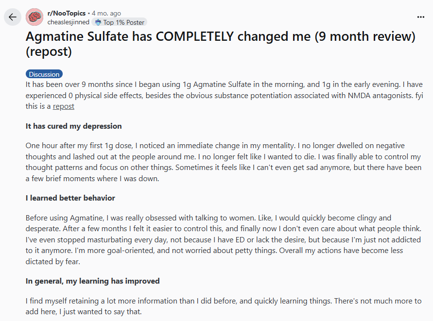 MyProtocols's tweet image. Agmatine sulfate is one of those compounds with an absolute laundry list of positive anecdotes.