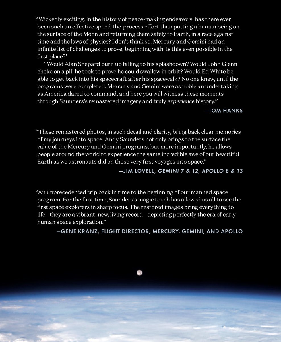 It's the 30th anniversary of the brilliant Apollo 13 movie!
The perfect time to reveal the rear jacket of #GeminiAndMercuryRemastered - just thrilled that it features kind words from Tom Hanks (top right), the real Jim Lovell (top left) and the real Gene Kranz (bottom left)! 🚀
