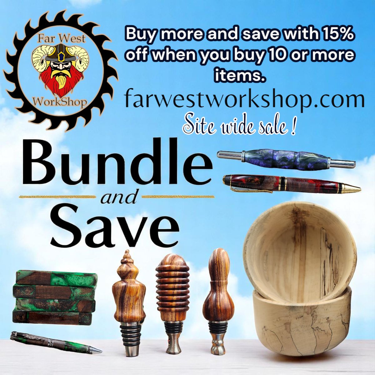 FarWestworkshop's tweet image. 🚨 Pen blank hoarders unite! 🚨
Bundle &amp;amp; Save is back at Far West Workshop! 🎉
Snag more blanks, spend less gold. Be the hero your lathe deserves. 🛠️✨
🛍️ farwestworkshop.com
#BundleAndSave #CraftSmart #PenTurningPros