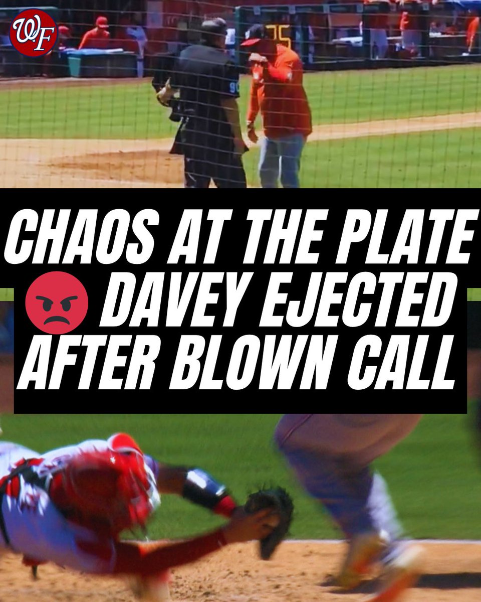 natsfanatics_'s tweet photo. Jacob Young appeared to dodge the tag at the plate.
Ump called him out.
Nats challenged.
Call stood.

Davey Martinez lost it — and gets tossed for the first time this year.

Brutal sequence. 

#Nats | #DaveyEjected | #MLBReplay | #UmpShow | #CurlyW

📹: @_SoundTheHorne https://t.co/4SShLLl6M1