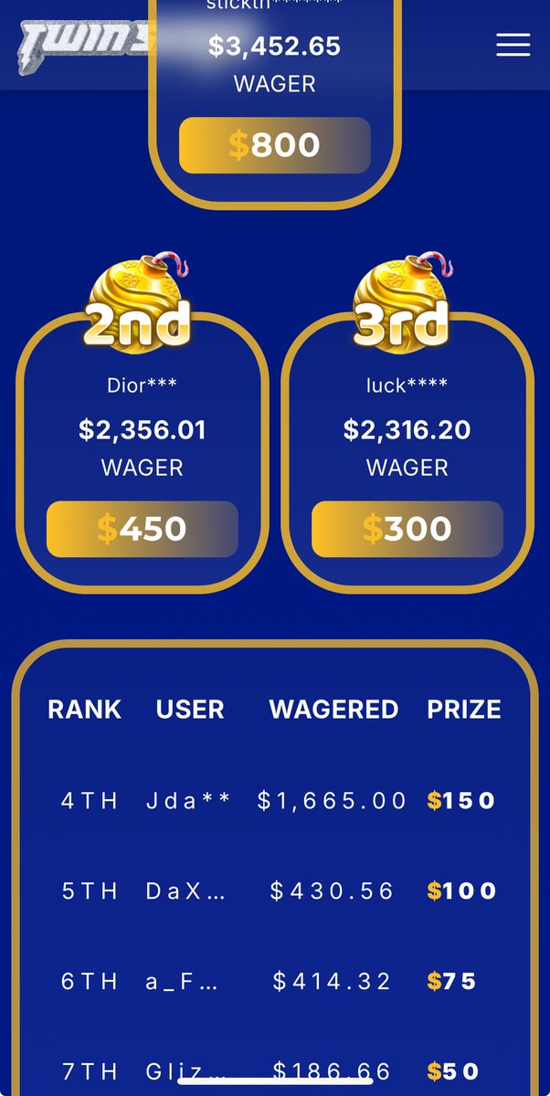 10 days left - $2000 Packdraw Leaderboard 🏆

Use code TWIN 👇🏻
twinrewards.com
packdraw.com/?ref=Twin

🎁$25 GIVEAWAY 🎁 

(Prize is x3 if your in the top 5 of either lb)

✔️ like + retweet
✔️ tag 2 friends

⏰ 48 hours
