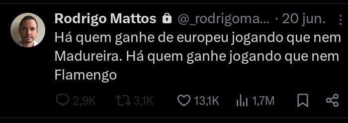 O covarde trancou a conta.

Ele esqueceu que é possível perder pra europeu jogando igual o Madureira. Otario.