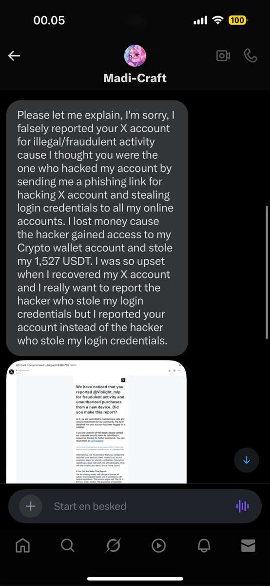 Heyy everyone!⚠️
I just wanna make a warning. This account has been hacked, and is now trying to scam other accounts as well. I ended up trolling them, and then they blocked me.
Be careful out there! Because this looks like a normal account^^