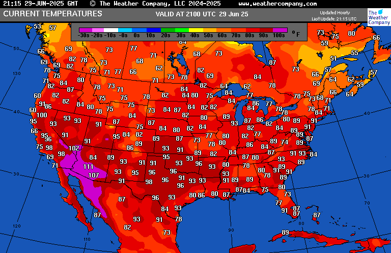climateguyw's tweet photo. On 6/29 A sprawling CAT2 heatwave affected some areas of the West into the mid-Mississippi Valley. #HeatwaveShell died on Saturday with its heat dome dissipating. My oil company naming criteria: https://t.co/3BrQn4kSiY @olliemilman @CCLSVN https://t.co/ZQq0FHWAAM