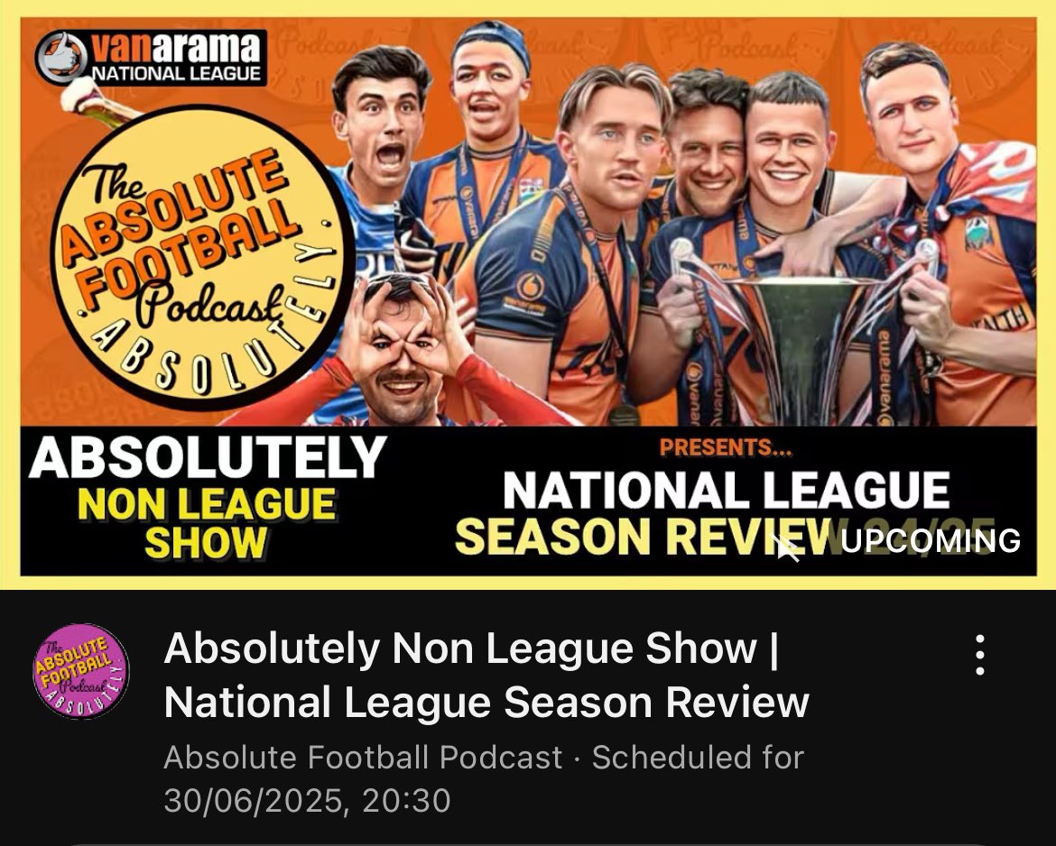 ABSOLUTELY NON LEAGUE SHOW
Monday 8:30pm with <a href="/CharxRafc/">ℂ𝕙𝕒𝕣 💙⚽️</a> and the team with our National League Season Review!

Club by Club runthrough LIVE!
#NonLeague | #NationalLeague 

youtube.com/live/2W_DkPdHY…