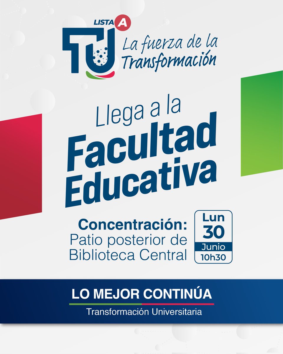 ¡La fuerza de la Transformación llega a Educativa! 🎉🔵🔴🟢

Este lunes acompañamos a nuestros candidatos a visitar todos los rincones de la Facultad Educativa, lo mejor continúa... 💪🏻💙

#TUeresUNL