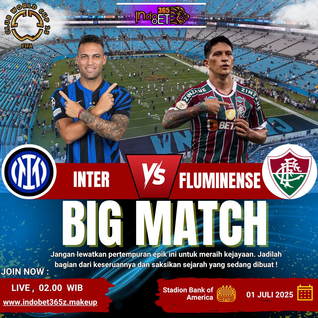WindiSyah558's tweet photo. ⚽ CLUB WORLD CUP 2025

📅 Selasa, 1 JULI 2025
🕕 02:00 WIB

INTER MILAN  🆚 FLUMINENSE  ✅

📊 Handicap : - 1 INTER MILAN 
📉Over/Under :  OVER 2 
📲 https://t.co/ML7NGeqH9w https://t.co/OSHcPZ25xn