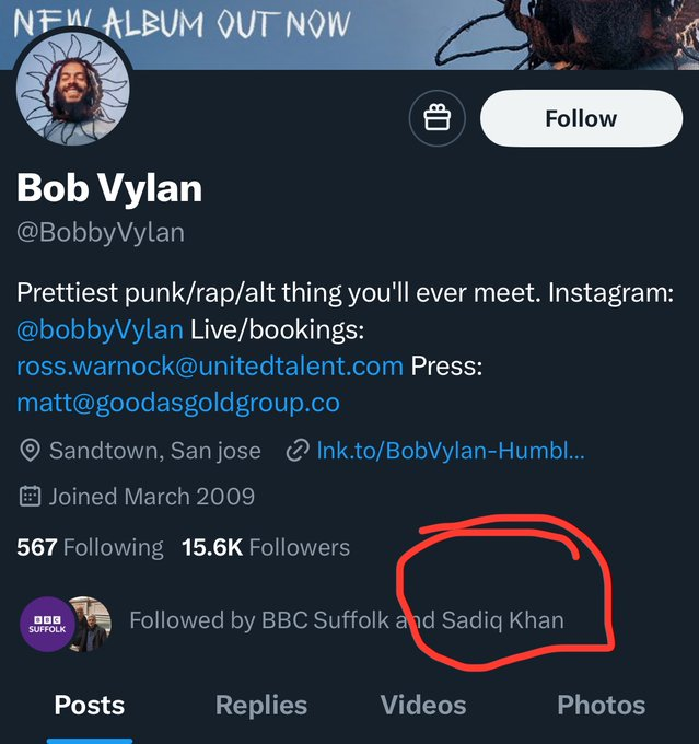 Is anyone surprised that London's Muslim mayor, Sadiq Khan, is following Bob Vylan, the rapper who chanted "Death to the IDF" live on stage at Glastonbury?

I haven't heard Sadiq Khan condemn it. Have you?