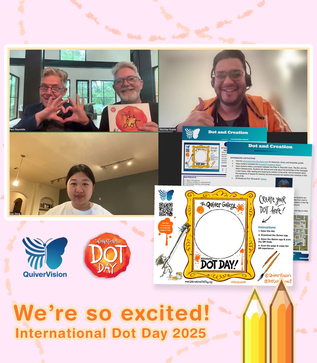 QuiverVision (@quivervision) on Twitter photo Quiver loves Dot Day! We spoke to Peter & Paul Reynolds, who created the novel that inspired the global celebration of creativity & courage.
They love our new Dot Day environment & can't wait to share it with you in September.✨
 #EdTech #Teacher #classroom #creative #dotday Quiver loves Dot Day! We spoke to Peter & Paul Reynolds, who created the novel that inspired the global celebration of creativity & courage.
They love our new Dot Day environment & can't wait to share it with you in September.✨
 #EdTech #Teacher #classroom #creative #dotday