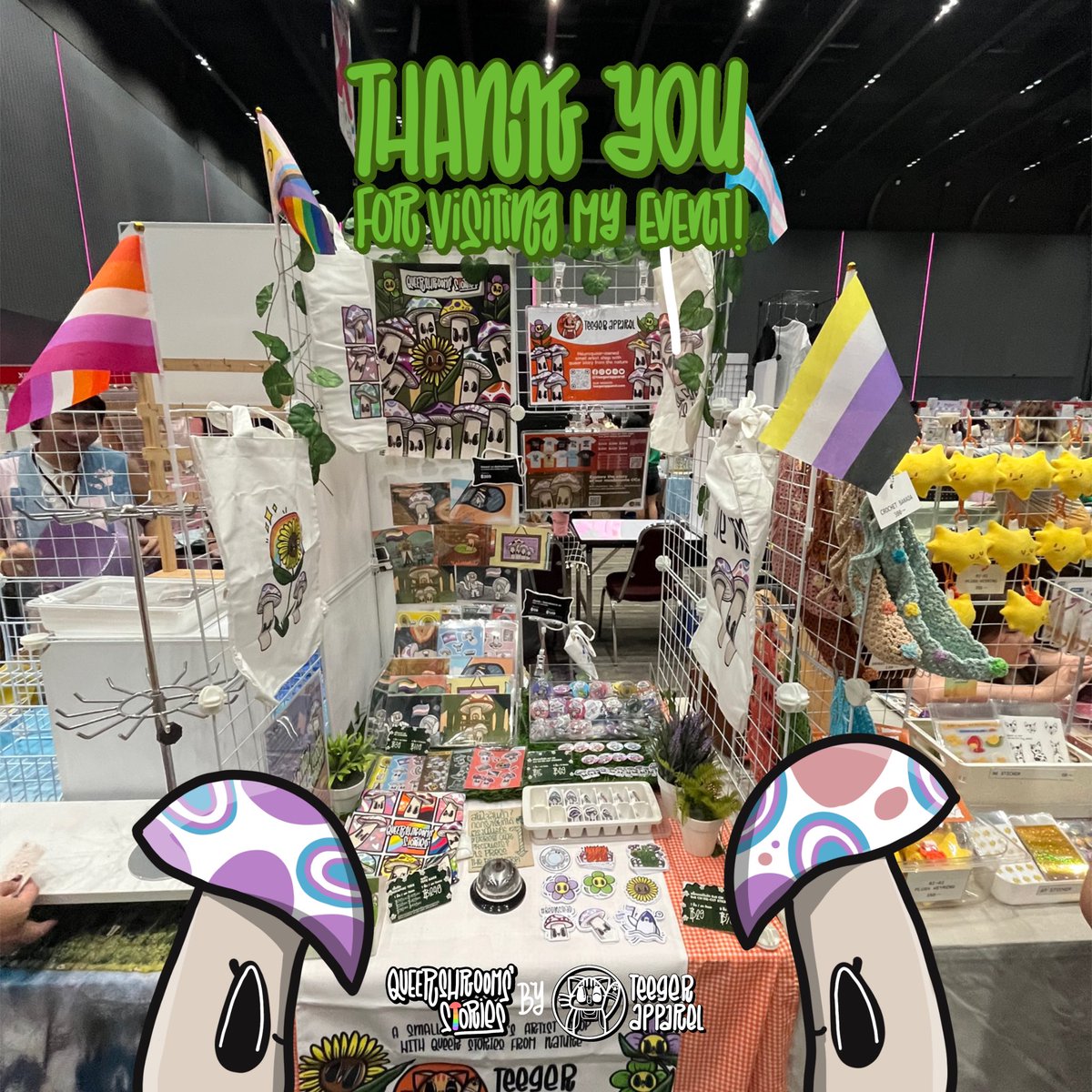 TeegerApparel's tweet image. สำหรับวันก่อน และ 23-29 ก็ขอบคุณเพื่อนๆ ทุกคนเลยที่มาแวะบูธ #IFEXPO25 และ งานจัดแสดง Queer©️reative ฝั่ง Baturu ทั้งเพื่อนหน้าเก่าทั้งหน้าใหม่เลย ไม่ว่าจะไม่ได้ซัพของ หรือ ซัพของไป ยังไงก็เจอกันงานหน้านะคะ เดี๋ยวประกาศอีกทีค่ะทุกคน

#QueershroomsStories by #TeegerApparel
