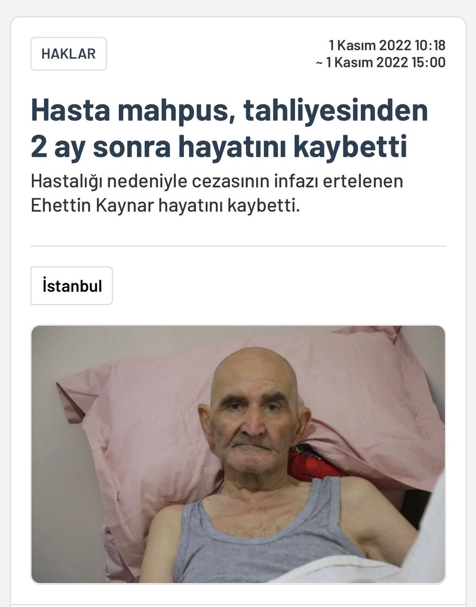 ece_vedat's tweet photo. Hasta Mahpus Kerim BORAN’ın cezası Cumhurbaşkanlığı affıyla kaldırıldı. Güzel fakat buruk bir haber. 

Çünkü onunla aynı dosyada yargılanan bir diğer hasta mahpus Ehettin KAYNAR kanser hastalığının 4. evresinde tahliye edildi ve 2 ay sonra hayatını kaybetti. https://t.co/X2E9qjlqPb