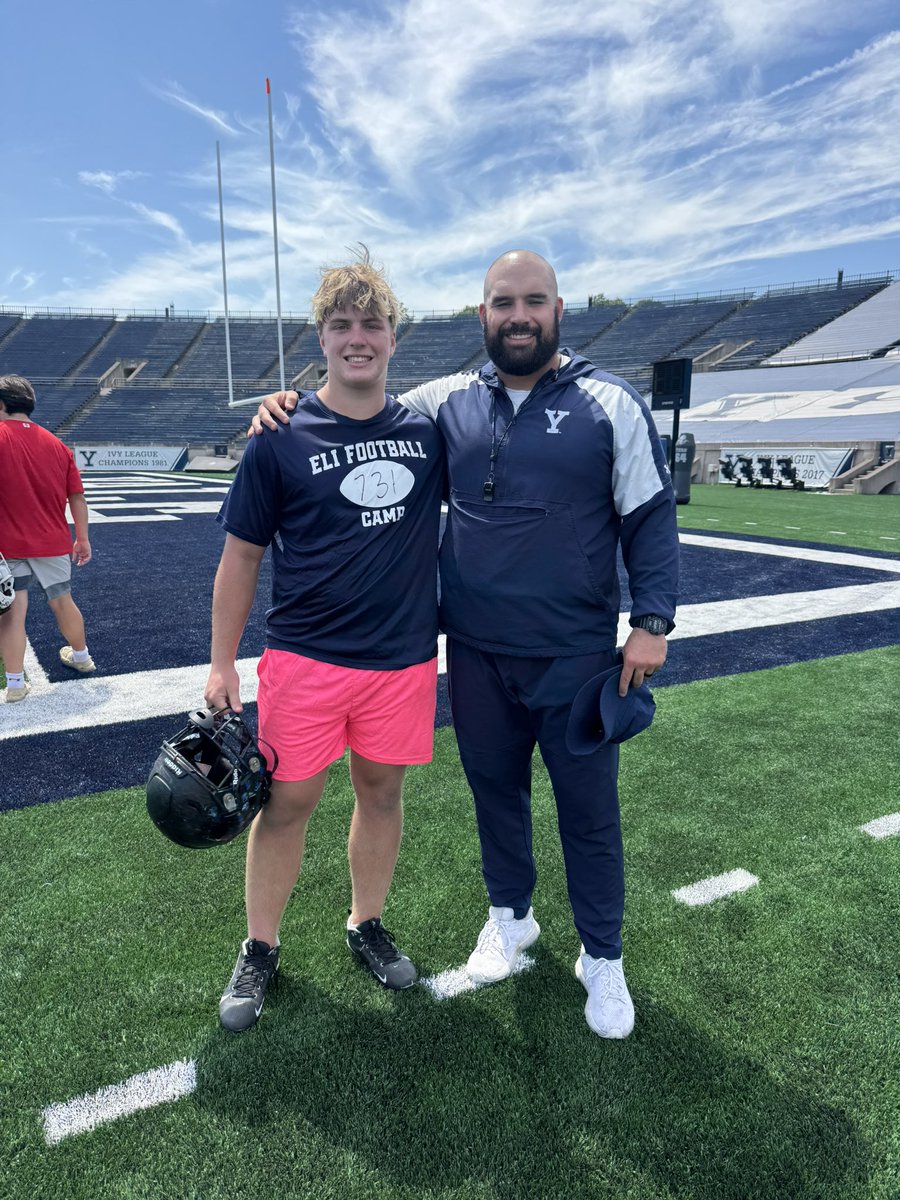 Thank you @coachrenoyale for inviting me out to Yale today and for setting up a campus tour. Thank you also to @coachjanecek for working with me during camp. I had a great time getting some reps in on Yale’s field and meeting some current players and coaching staff. Appreciate