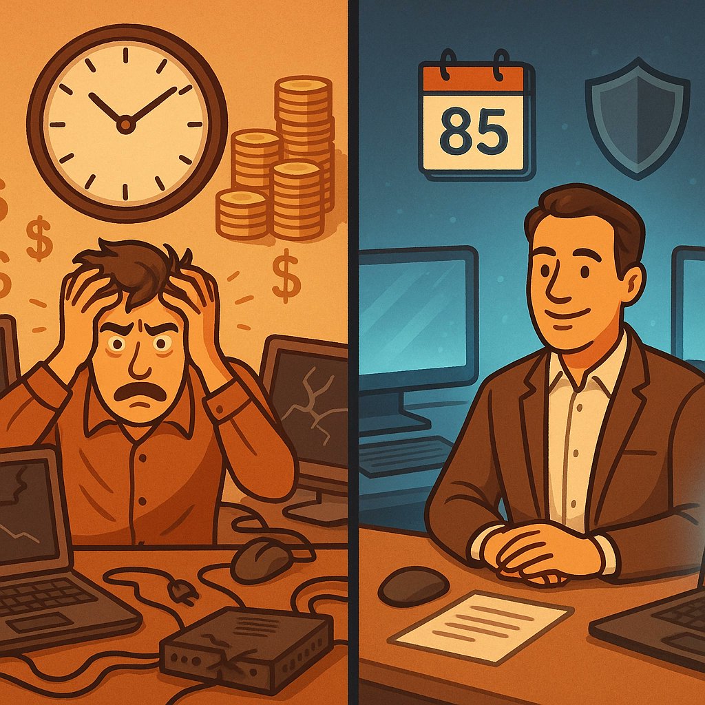 ustechninja's tweet image. 💰 MSP Client Math: $85/month vs. break-fix rates for 8-10 hours of first-month setup = MAJOR savings! We price lower because we're in it for the long haul, delivering consistent value month after month. #ManagedServices #SmallBizTech