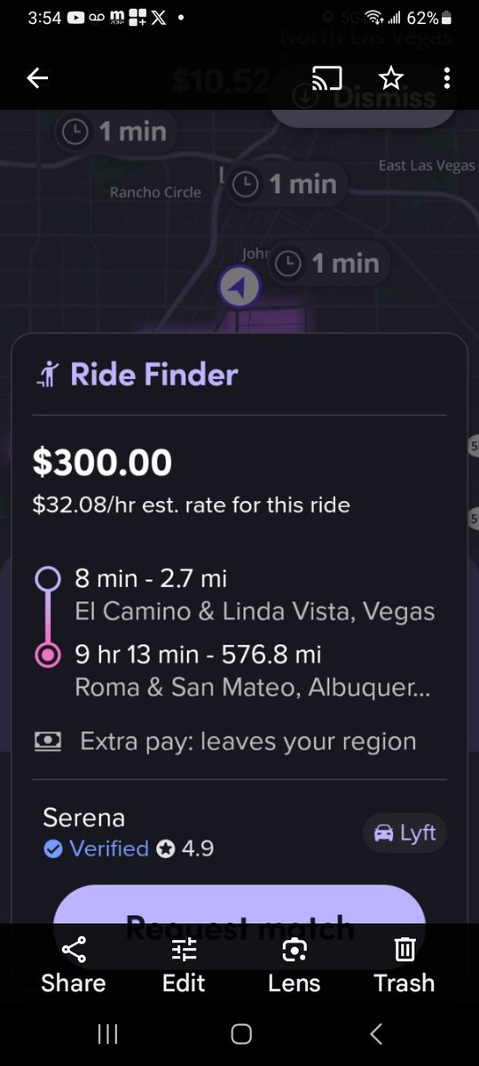 PapyChuloMerlin's tweet photo. @sergioaved  hello Sergio, look at this trip offer from Lyft from this morning 6/29/25 ... what is exactly wrong with these GIG companies? FYI.... thanks https://t.co/yRk9KBWHhf