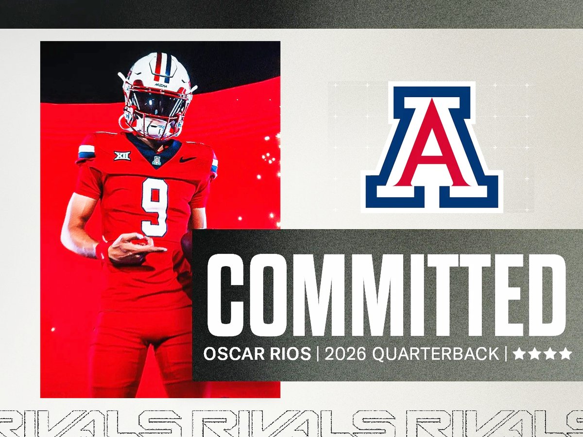 Dave Keefer (@davekeefer) on Twitter photo Arizona beats UCLA for four-star quarterback Oscar Rios:
Click here: bit.ly/44rsLfq
UCLA made a major play for Rios (Downey) but he absolutely loved the culture at Arizona and chose the Wildcats.
<a href="/_OscarriosQB/">Oscar Rios</a> <a href="/dvikesfootball/">Downey Viking football</a> <a href="/jwilliamsdhs/">Jack Williams</a> <a href="/D_H_S_Athletics/">DHS Athletics</a> <a href="/CoachDanny10/">Danny Hernandez</a> Arizona beats UCLA for four-star quarterback Oscar Rios:
Click here: bit.ly/44rsLfq
UCLA made a major play for Rios (Downey) but he absolutely loved the culture at Arizona and chose the Wildcats.
<a href="/_OscarriosQB/">Oscar Rios</a> <a href="/dvikesfootball/">Downey Viking football</a> <a href="/jwilliamsdhs/">Jack Williams</a> <a href="/D_H_S_Athletics/">DHS Athletics</a> <a href="/CoachDanny10/">Danny Hernandez</a>