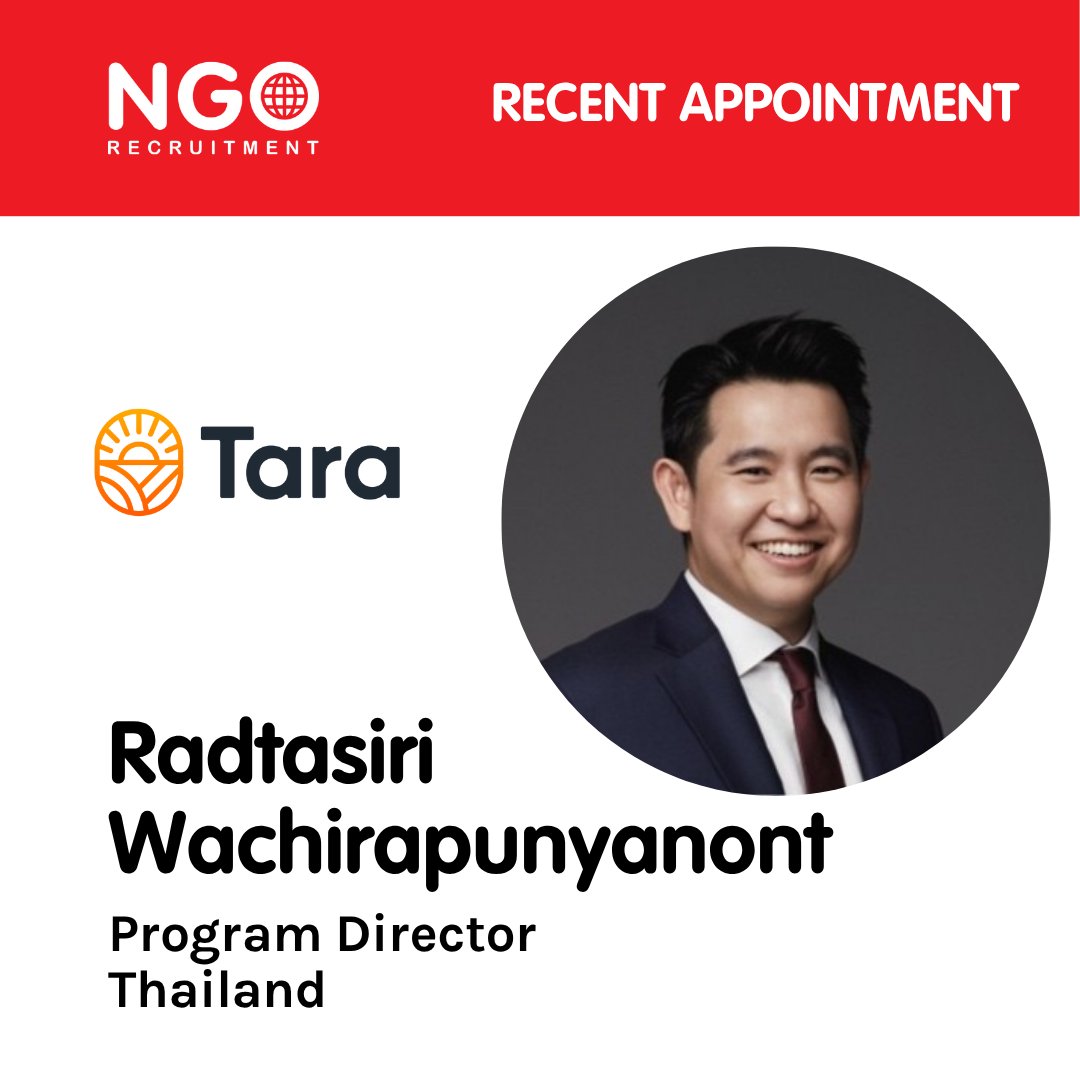🌟 NGO Recruitment is delighted to announce that Radtasiri Wachirapunyanont has recently joined Tara Climate Foundation as Program Director – Thailand.

🥳 Congratulations, Radtasiri and the team at Tara! 

#NGORecruitment #SustainableDevelopment #ProgramDirector #ClimateAction