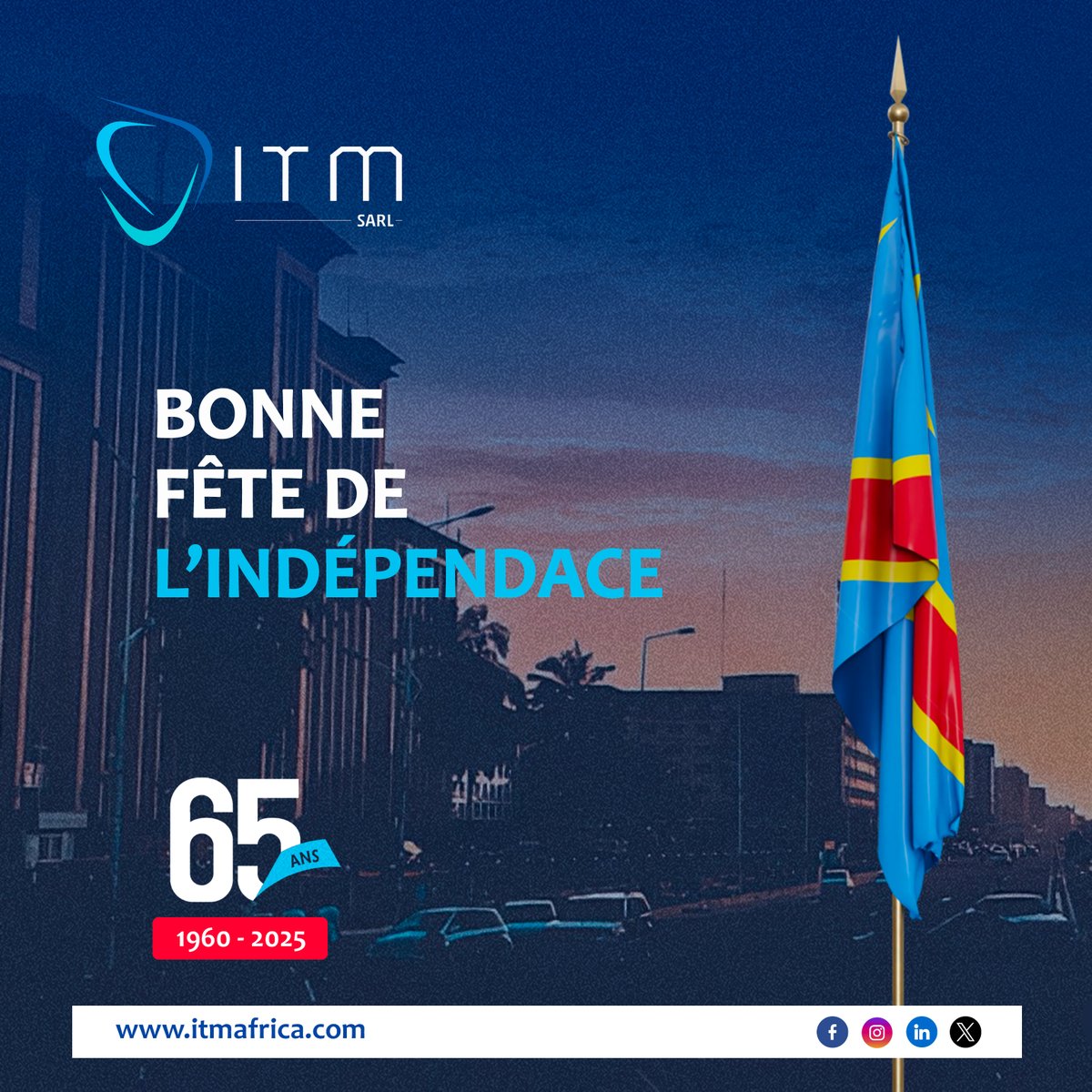 ItmRdc's tweet photo. #indépendance 

🇨🇩 30 Juin – Fête de l’Indépendance de la RDC 🇨🇩
En ce jour historique, nous honorons la mémoire de celles et ceux qui ont lutté pour la liberté de notre nation.
Bonne fête de l’indépendance à toutes et à tous !

#weareitm 
#itm https://t.co/UEdRYDFMaf