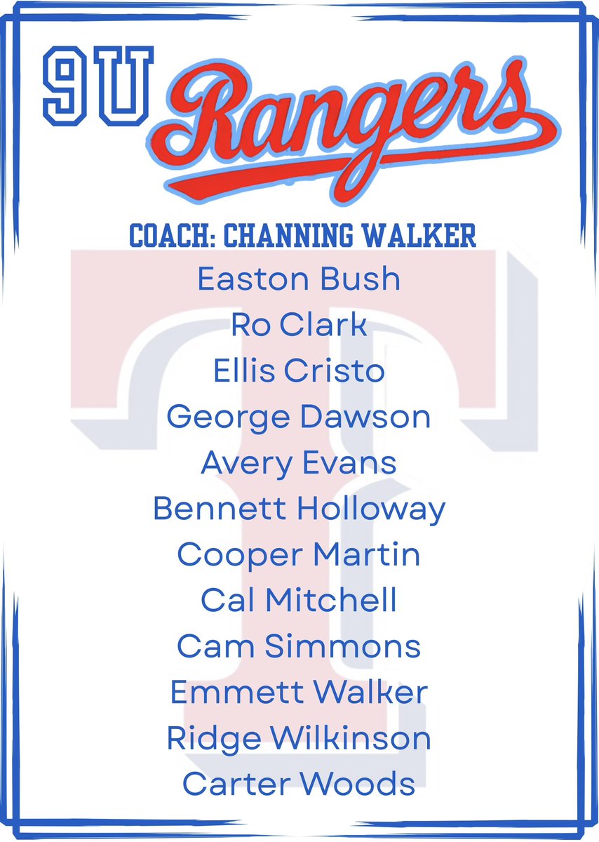 TYBABaseball's tweet image. Congratulations 2025-2026 9U Rangers!