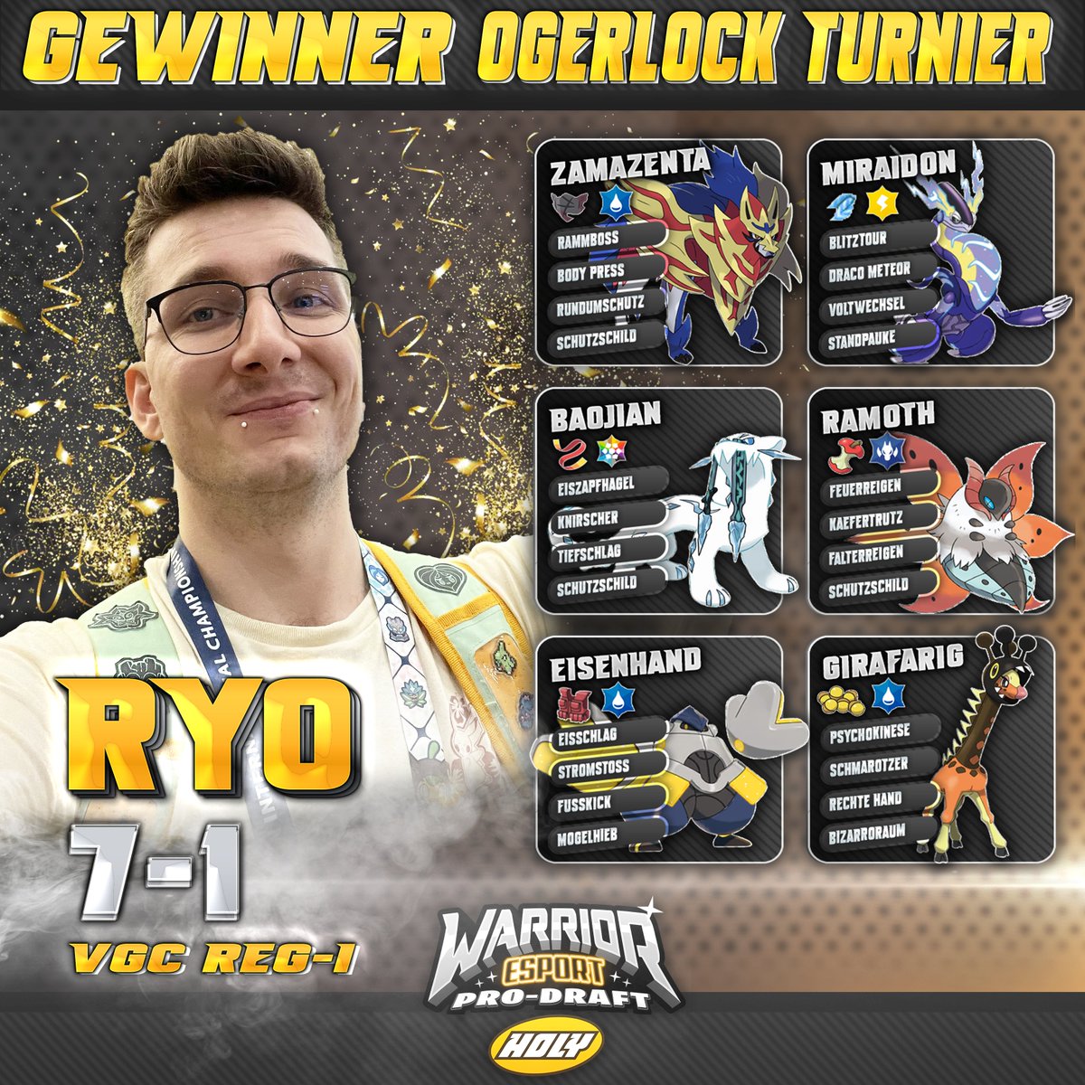 WARRIOR ESPORT e. V. (@warrioresport_) on Twitter photo ๐ฎ Das VGC Reg-I "Auf Ogerlock"-Benefizturnier fรผr Tari ist vorbei! โ รผber 4.000โฏโฌ wurden gesammelt! ๐
๐ Danke an Orga, Caster, Spieler & Spender.
Im Finale konnte sich <a href="/sdg_ryo/">Ryo ๐ฎ ๐ ๐</a> den Sieg gegen Doc sichern ๐
Community = Liebe
youtu.be/pnCeIpAEZVE
#Ogerlock #pokemonvgc ๐ฎ Das VGC Reg-I "Auf Ogerlock"-Benefizturnier fรผr Tari ist vorbei! โ รผber 4.000โฏโฌ wurden gesammelt! ๐
๐ Danke an Orga, Caster, Spieler & Spender.
Im Finale konnte sich <a href="/sdg_ryo/">Ryo ๐ฎ ๐ ๐</a> den Sieg gegen Doc sichern ๐
Community = Liebe
youtu.be/pnCeIpAEZVE
#Ogerlock #pokemonvgc