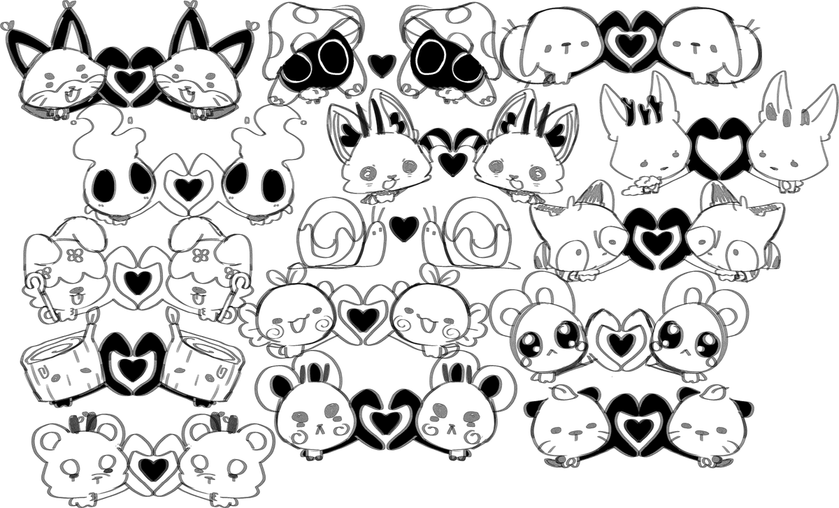 started sketching concepts for junipur ridge critter magnet charms you can mix and match... im cooked..