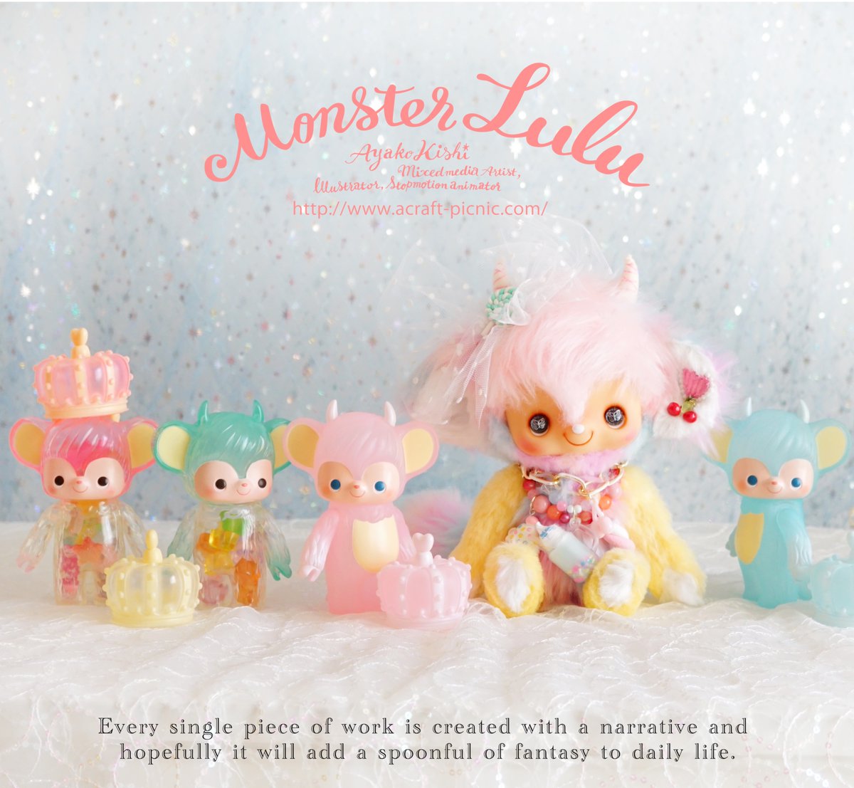 モンスタールルたち、大集合⭐️ 
いろいろなカラーのモンスタールル。 

カラフルなものが大好きな人は、
新しいものへの好奇心が強くて冒険心を秘めていると、
私は思う。

＃ソフビ　＃アートドール