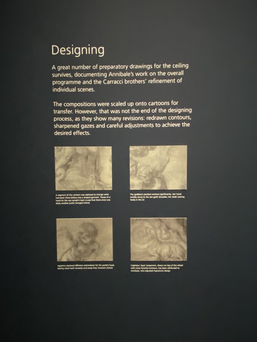 Fascinating exhibit of “the #Carracci Cartoons: myths in the making” at National Gallery by 2 Italian brothers in 1597 using fascinating process drawing on paper (“cartones”) transferred into colorful fresco a la #Michelangelo for a palace with sea creatures, gods and goddesses