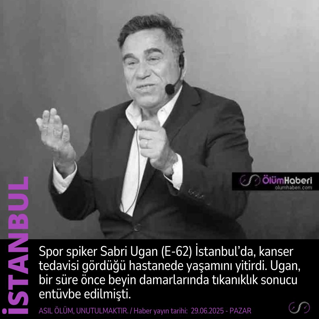 OlumHaberi's tweet image. Spor spiker Sabri Ugan (E-62) İstanbul’da, kanser sonucu yaşamını yitirdi.
olumhaberi.com/spor-spiker-sa… #Spor #spiker #SabriUgan  #İstanbul #kanser #futbol #trt