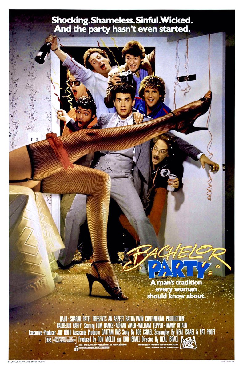 FilmNewsNos's tweet photo. 🎬MOVIE HISTORY: 41 years ago today, June 29, 1984, the movie ‘Bachelor Party’ opened in theaters!
#TomHanks #TawnyKitaen #AdrianZmed #GeorgeGrizzard #BarbaraStuart #RobertPrescott #WilliamTepper #WendieJoSperber #BarryDiamond #MichaelDudikoff #DeborahHarmon #RosanneKaton https://t.co/i152XRhCtC