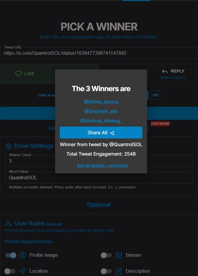 QuantrolSOL's tweet photo. 🚨 SOL GIVEAWAY WINNERS 🚨

Huge thanks to everyone who joined our launch week giveaway! 🫶

Congrats to our 3 winners of 1 SOL each:
👉 @OhNo_dunno 
👉 @Onchain_eth 
👉 @Airdrop_Mining_ 

Didn’t win? Don’t worry, a juicy giveaway is waiting when we hit 1k followers! 🚀 https://t.co/Yw2ueUwGEV