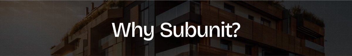 Yummy_the_first's tweet image. Quantity does not matter, quality does, and that is where @subunit_xyz comes in. The real estate tokenization protocol reimagining how people access and manage property ownership in a crypto-native way. 
#Subunit #SubsquadOGs #SubunitSubvault