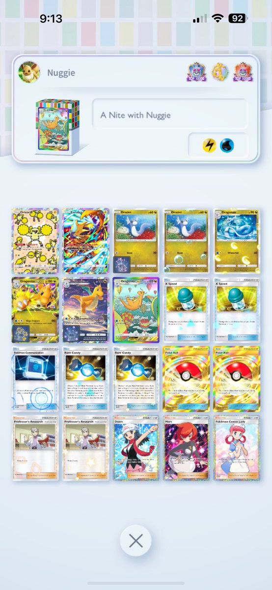 From ultra 2 to 3 wins away from Master! 

NO FOSSIL DNITE DECK 🐲

Is the deck meta? - watch me 💀
Is it consistent? - relatively
Is it fun? - absolutely!

Highest win streak was 7 before we broke the chain! Will aim for 10 with updated rank #PokemonTCGPocket