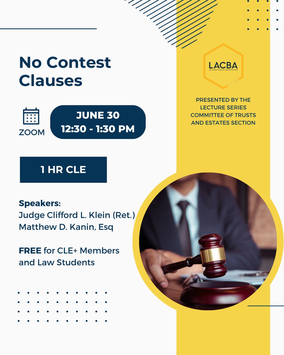 This week at LACBA Events! 🎉
🗓️View the full calendar - l8r.it/SRmL

#LACBA #losangeleslawyer #animallaw #trustsandestates #californialaw #networking
