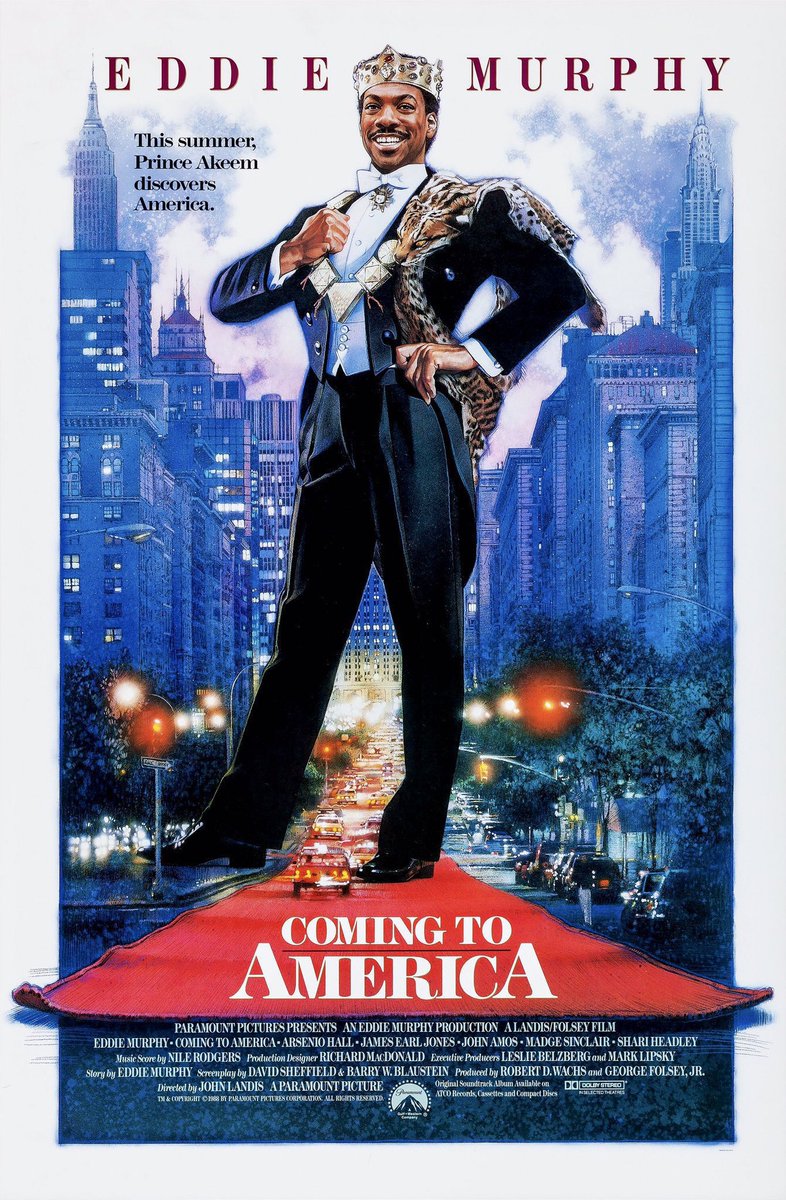 FilmNewsNos's tweet photo. 🎬MOVIE HISTORY: 37 years ago today, June 29, 1988, the movie ‘Coming to America’ opened in theaters!

#EddieMurphy #ArsenioHall #JamesEarlJones #JohnAmos #MadgeSinclair #ShariHeadley #EriqLaSalle #PaulBates #FrankieFaison #VanessaBellCalloway #LouieAnderson #SamuelLJackson https://t.co/WkwVjh9AIW