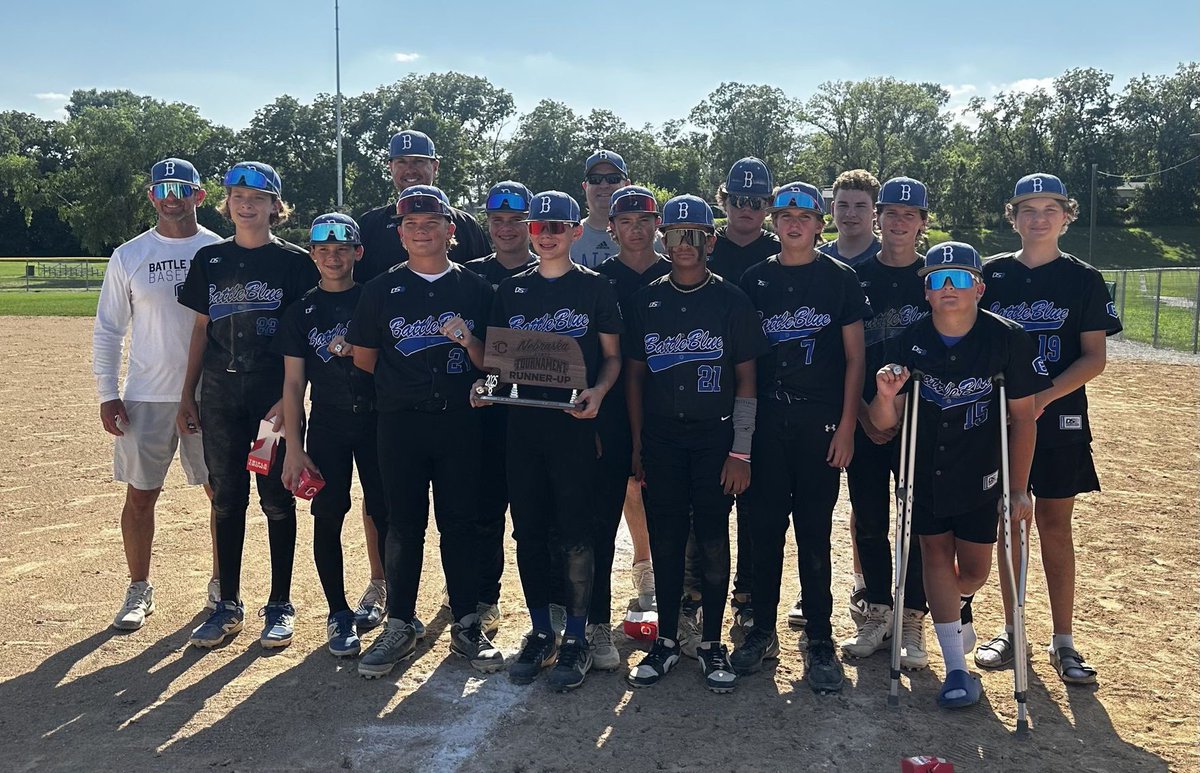 BattleBlue14u's tweet photo. Great run to the Championship game. It didn’t go our way but a great finish to a great season. Nebraska 13U runner ups. #LetsBattleBlue Bringing the whole squad back except for #7 who leaves after a great youth career. https://t.co/yNwrrj4UCU