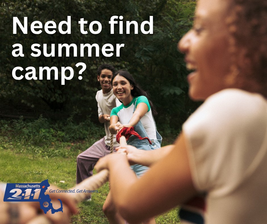 Mass_211's tweet image. Need help finding a camp for the kids this summer? We can help.
Dial 211 from any phone in Massachusetts, anytime 24/7, or visit mass211.org to search for resources by zipcode. 🔍