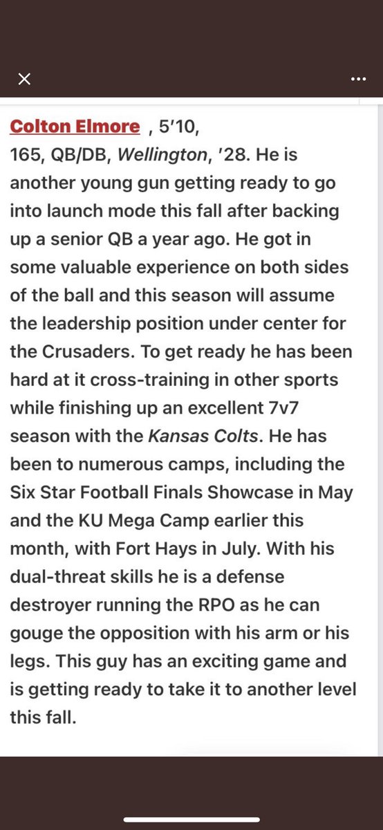Colton Elmore (@coltonelmore11) on Twitter photo Thank you <a href="/cargile_wade/">CoolDaddyO</a> for the write up! <a href="/WHSCrusaderFB/">Wellington Crusader Football</a> <a href="/CoachMeeksj/">Jeremiah Meeks</a> <a href="/KansasColts/">Kansas Colts</a> <a href="/PrepRedzoneKS/">Prep Redzone Kansas</a> Thank you <a href="/cargile_wade/">CoolDaddyO</a> for the write up! <a href="/WHSCrusaderFB/">Wellington Crusader Football</a> <a href="/CoachMeeksj/">Jeremiah Meeks</a> <a href="/KansasColts/">Kansas Colts</a> <a href="/PrepRedzoneKS/">Prep Redzone Kansas</a>