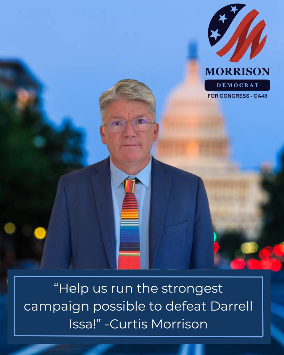 curtisforCA48's tweet image. If everyone reading this chips in just $10 right now, we'd CRUSH our goals before tomorrow's FEC deadline and have what it takes to run the strongest campaign possible to defeat @DarrellIssa in #CA48. Add your $10 here: curtisforcongress.com/donate