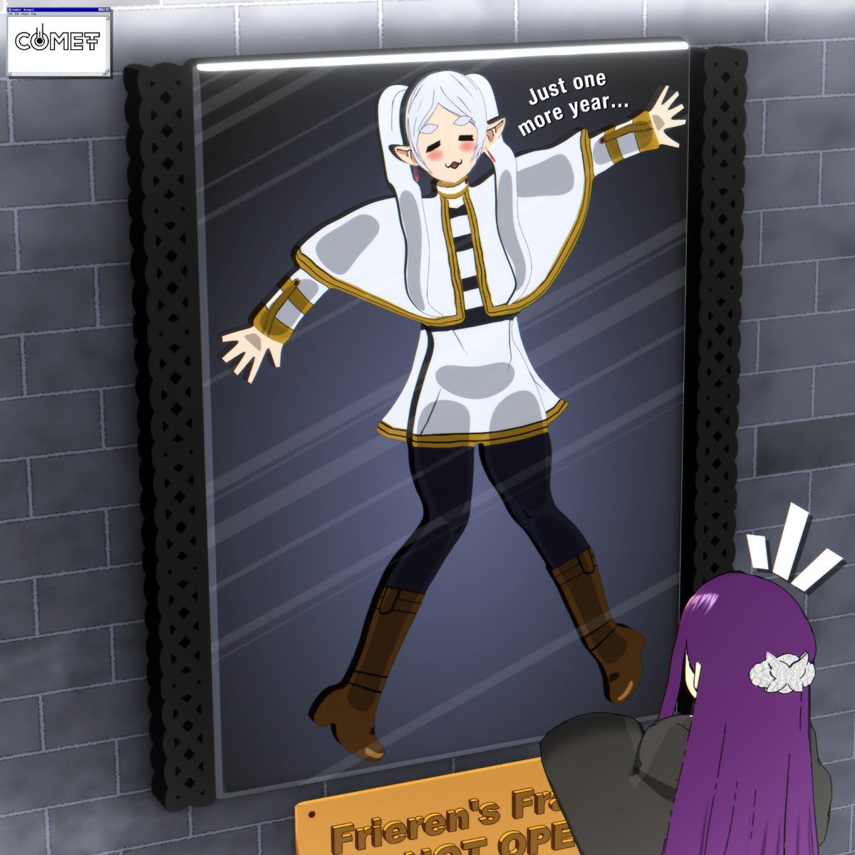 Frieren deals with a pressing matter. 
------------------------------ 
#flattened #flattening #平面化