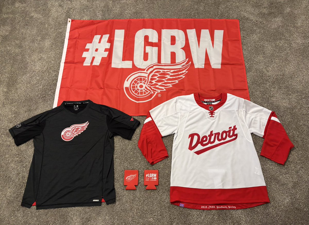 The <a href="/DetroitRedWings/">Detroit Red Wings</a> showed out with a #LGRW flag, a Stadium Series jersey, and a shirt! 

Thanks to the team, and 1 of 4 Detroit teams repping!

Still waiting on the <a href="/tigers/">Detroit Tigers</a> (Skub’s currently balling), <a href="/Lions/">Detroit Lions</a>, and <a href="/DetroitPistons/">Detroit Pistons</a>!
