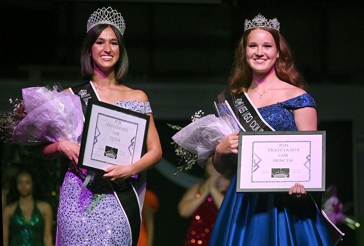 TribStarJoe's tweet image. The Vigo County Fair Queen & Princess program was held earlier today.
Chloe Guevara was named the 2025 Miss Vigo County Fair Queen while Jessa Bark took the title of Miss Vigo County Princess. Check out a small gallery soon at Tribstar.com. @VigoCountyFair