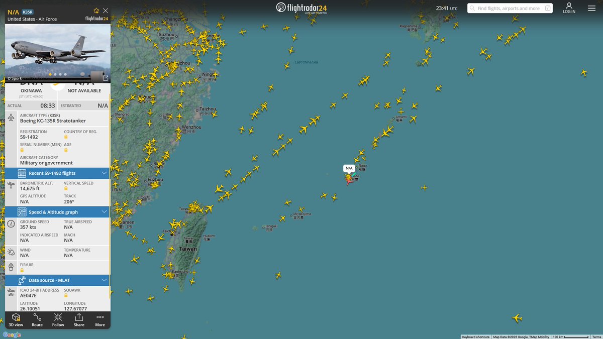 AIYeyENGDdJkjTr's tweet photo. June 30, 2025
#Okinawa Kadena Air Base ==> 

#NoCALLSIGN #AE047E USAF KC-135R Stratotanker https://t.co/7hZNIdxIA5