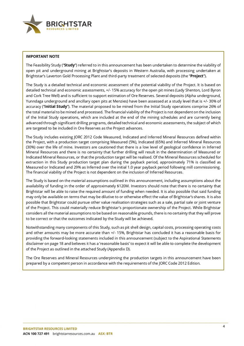 Brightstar Resources (ASX: BTR) has delivered a robust DFS for its 100%-owned Menzies &amp; Laverton Gold Projects in WA, outlining a staged, low-capex development pathway with strong returns.
Key metrics:
· $461M pre-tax free cash flow (undiscounted) at $5,000/oz gold
· $316M NPV8
